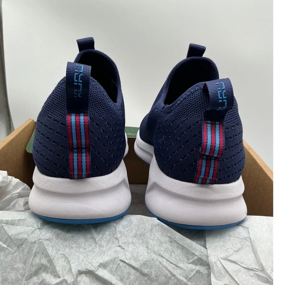 Kuru Atom Navy Blue Knit Slip On‎ Walking Sneakers Womens 9 Medium Support Shoes